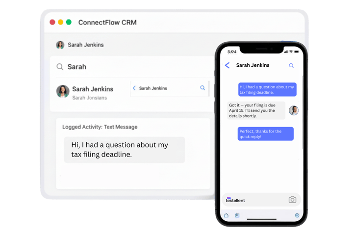 CRM-synced text conversation